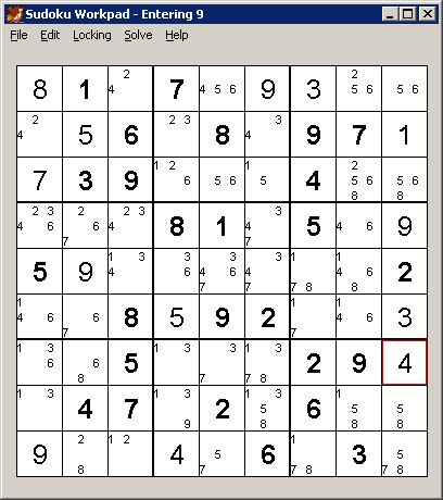 Sudoku puzzle in progress